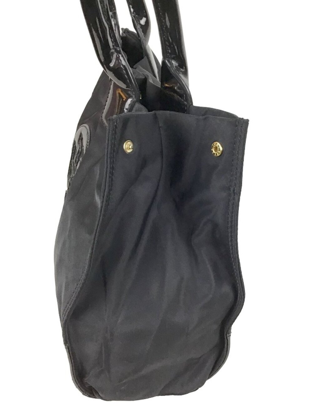 Tory Burch MINI ELLA Nylon/Patent Logo Tote Bag Black - Picture 6 of 15
